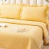 Cuvertura Matlasata, Pat Dublu, Bumbac Finet, 230x250cm, 4 piese, cu Volanase si Dantela Chantilly Alba, Galbena [2]
