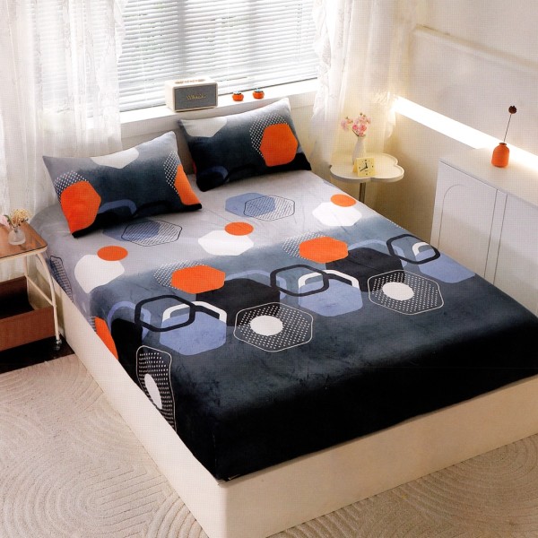 Cearsaf cu Elastic Cocolino 180x200x25 cm – Set cu 2 Fete de Perna, Gros si Pufos, Calitate Premium pentru Confort si Eleganta, Bleumarin, Degrade, Forme Geometrice [1]
