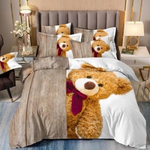 Lenjerie pat 1 PERSOANA (90x200cm, 100x200cm, 120x200cm), BUMBAC FINET, 4 piese, Identică cu Poza, Imprimeu Digital, Alb, Ursuleț Jucaus Lenjerie pat 1 PERSOANA (90x200cm, 100x200cm, 120x200cm), BUMBAC FINET, 4 piese, Identică cu Poza, Imprimeu Digital, Alb, Ursuleț Jucaus