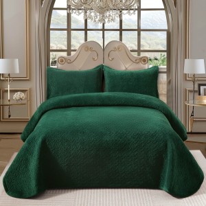 Cuvertura pat dublu, 3 piese, Catifea Luxury Matlasata, 230x240cm, Verde Smarald Cuvertura pat dublu, 3 piese, Catifea Luxury Matlasata, 230x240cm, Verde Smarald