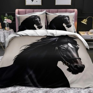 Lenjerie pat 1 PERSOANA (90x200cm, 100x200cm, 120x200cm), BUMBAC FINET, 4 piese, Identică cu Poza, Imprimeu Digital, Gri, Negru, Cal Lenjerie pat 1 PERSOANA (90x200cm, 100x200cm, 120x200cm), BUMBAC FINET, 4 piese, Identică cu Poza, Imprimeu Digital, Gri, Negru, Cal