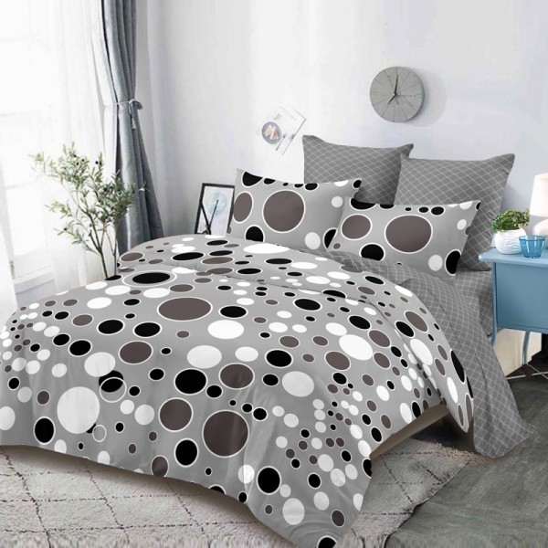 Lenjerie Pat Dublu,  FINET, 6 piese, Gri, Buline [1]