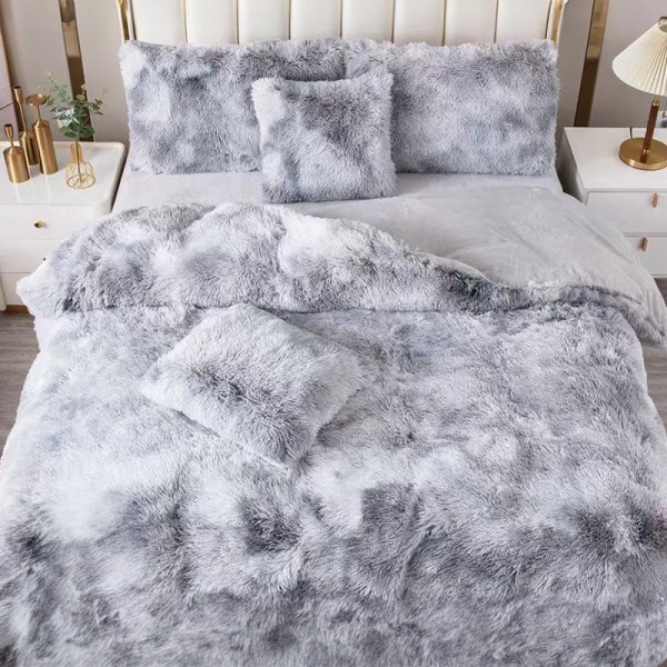 Lenjerie pat dublu, Super Pufoasa COCOLINO Fluffy, 6 piese, Gri, Degrade [1]