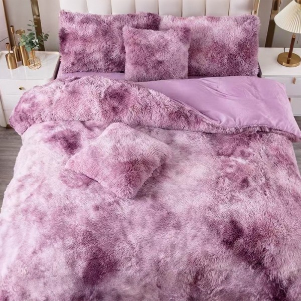 Lenjerie pat dublu, Super Pufoasa COCOLINO Fluffy, 6 piese, Lila, Degrade [1]