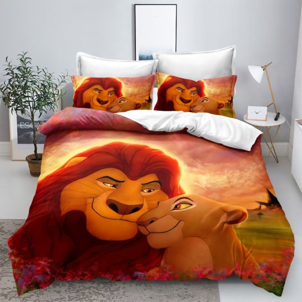 Lenjerie pat dublu,  FINET, 6 piese, IDENTICA CU POZA, cu Imprimeu Digital, Portocaliu, Lion King [1]