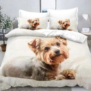 Lenjerie pat dublu, FINET, 6 piese, IDENTICA CU POZA, cu Imprimeu Digital, Crem, Bej, Catelus Lenjerie pat dublu, FINET, 6 piese, IDENTICA CU POZA, cu Imprimeu Digital, Crem, Bej, Catelus