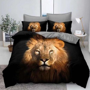 Lenjerie pat dublu, FINET, 6 piese, IDENTICA CU POZA, cu Imprimeu Digital, Negru, Leu Lenjerie pat dublu, FINET, 6 piese, IDENTICA CU POZA, cu Imprimeu Digital, Negru, Leu