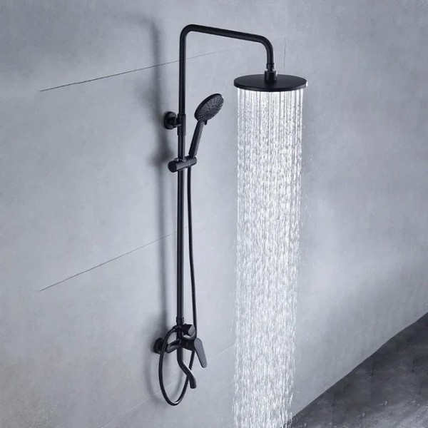 Set Duș Reglabil cu Baterie Termostatică și Cap de Ploaie Negru Mat – GantGroup [1]