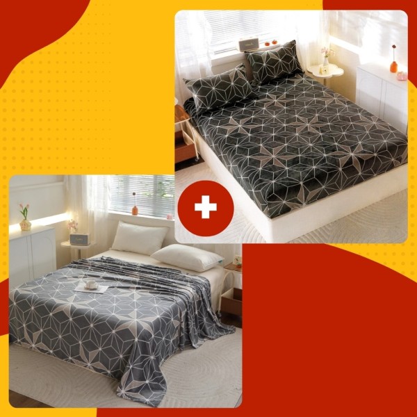 SET Cocolino cu Elastic, 4 piese, Gri, stelute, forme geometrice [1]