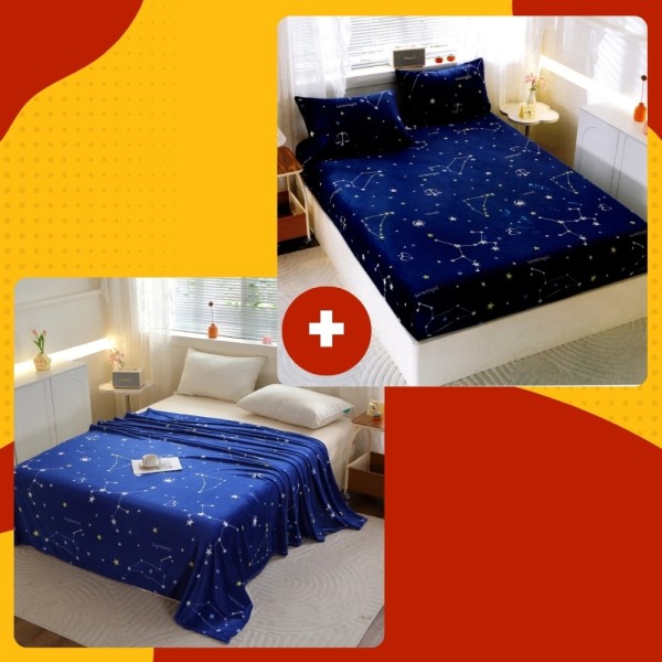 SET Cocolino cu Elastic, 4 piese, Albastru, constelatii [1]