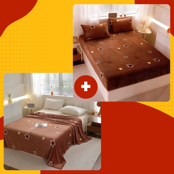 SET Cocolino cu Elastic, 4 piese, Maro, stele [1]