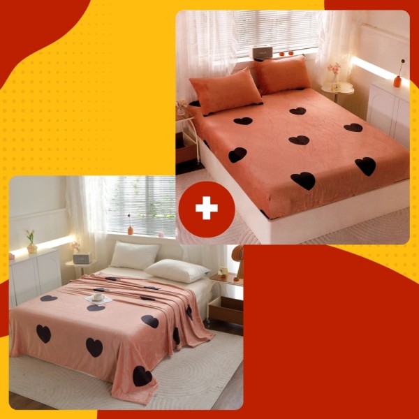 SET Cocolino cu Elastic, 4 piese, Roz prafuit, inimioare [1]