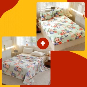 SET Cocolino cu Elastic, 4 piese, Verde, flori