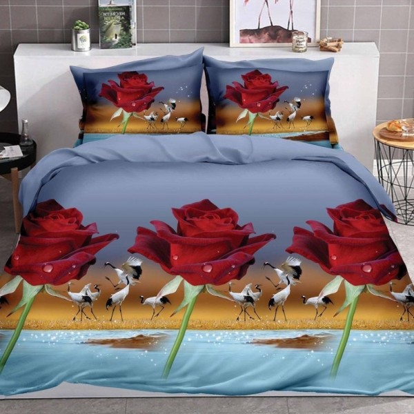 Lenjerie pat dublu, cearsaf clasic, imprimeu 3D [1]