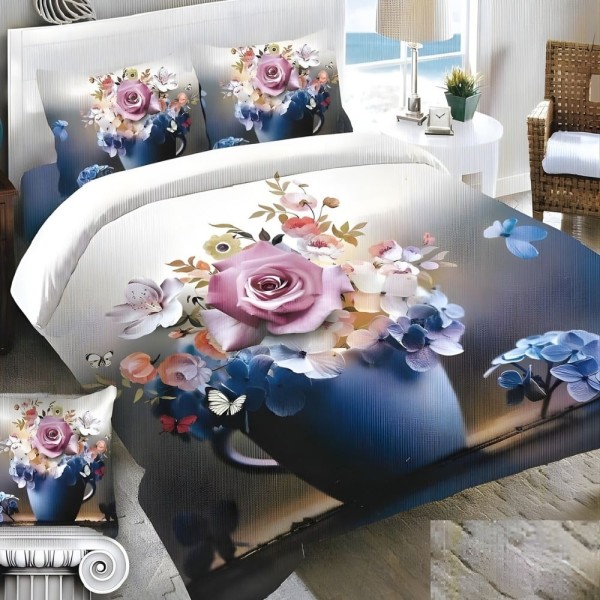 Lenjerie pat dublu, cearsaf clasic, imprimeu 3D [1]