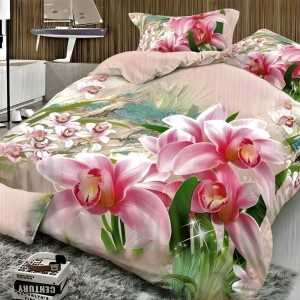 Lenjerie pat dublu, cearsaf clasic, imprimeu 3D