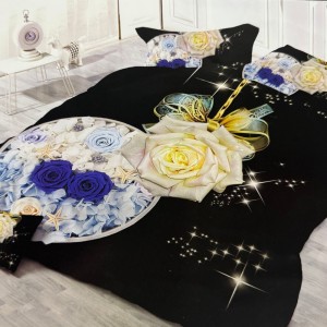 Lenjerie pat dublu, cearsaf clasic, imprimeu 3D