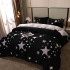 Lenjerie pat dublu, Super Pufoasa COCOLINO, 4 piese, Negru, Gri, Stelute [5]