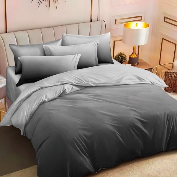 Lenjerie pat dublu (140x200cm, 160x200cm, 180x200cm),  FINET, 6 piese, Gri, degrade [1]