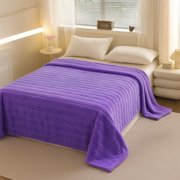 Patura Premium, Blanita Artificiala Fina, 200x230cm, Lila, Dungi [1]