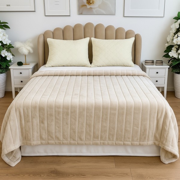 Patura Premium, Blanita Artificiala Fina, 200x230cm, Grej, Dungi [1]