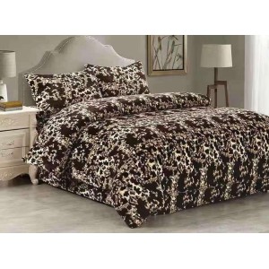 Lenjerie pat dublu, Super Pufoasa COCOLINO, 4 piese, Bej, Maro, Animal Print