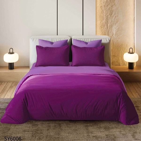 Lenjerie pat dublu,  FINET, Imprimeu Digital, cu ELASTIC, Lavanda, Mov, Degrade [1]