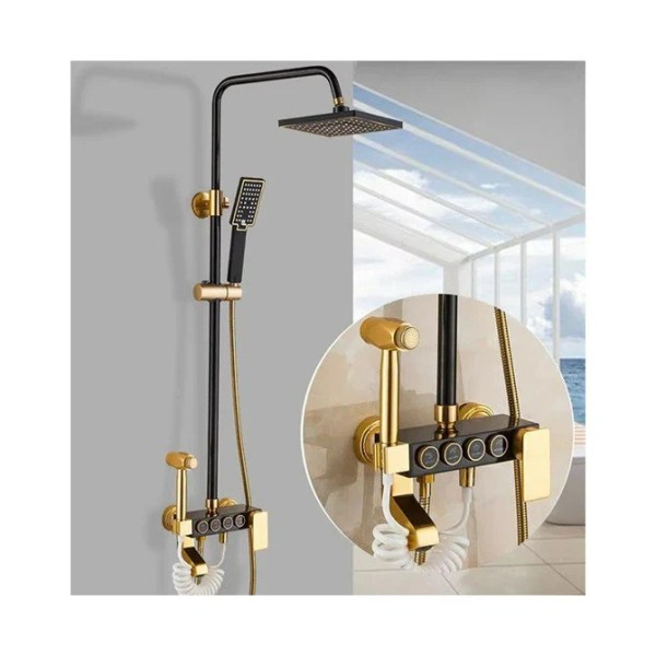 Set Duș Elegant Negru/Auriu, Cu 4 functii, Design Modern, vst101 [1]