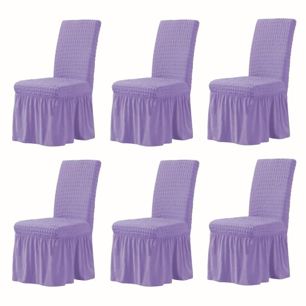 Set 6 Huse Elastice si Creponate Cu Volanase pentru Scaune, mov [1]