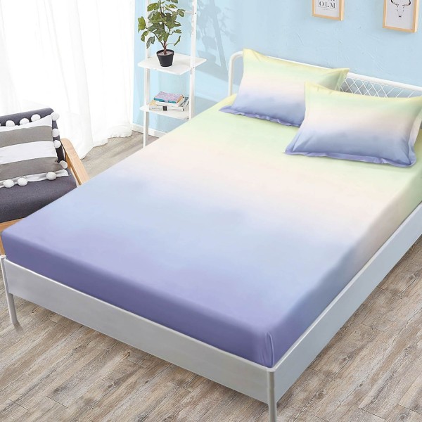 Cearsaf cu elastic, FINET, 180x200cm, 2 fete de perne 50x70cm, Lila, degrade [1]