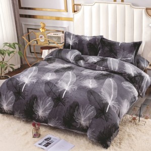 Lenjerie pat dublu cu Elastic, Super Pufoasa COCOLINO, 4 piese, gri, pene