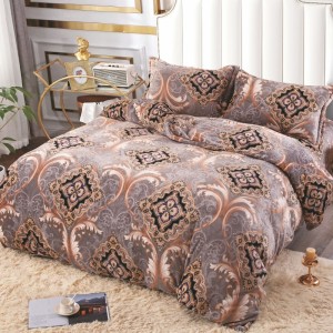 Lenjerie pat dublu cu Elastic, Super Pufoasa COCOLINO, 4 piese, bej, elegant