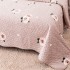 Cuvertura Pat Dublu, Catifea Matlasata, 230x250 cm, 2 fete de perna 60x80cm, Bej, Flori [3]