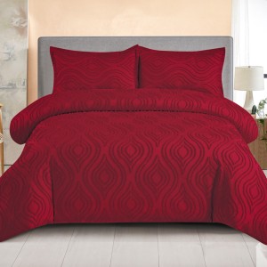 Lenjerie de Pat Premium, Bumbac Finet, Smocuri Brodate, 4 Piese, cu ELASTIC, Nesifonabilă și Durabilă, Eliana, Rosu Lenjerie de Pat Premium, Bumbac Finet, Smocuri Brodate, 4 Piese, cu ELASTIC, Nesifonabilă și Durabilă, Eliana, Rosu