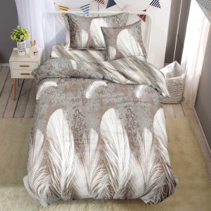 Lenjerie pat 1 PERSOANA, FINET, 4 piese, Bej, pene