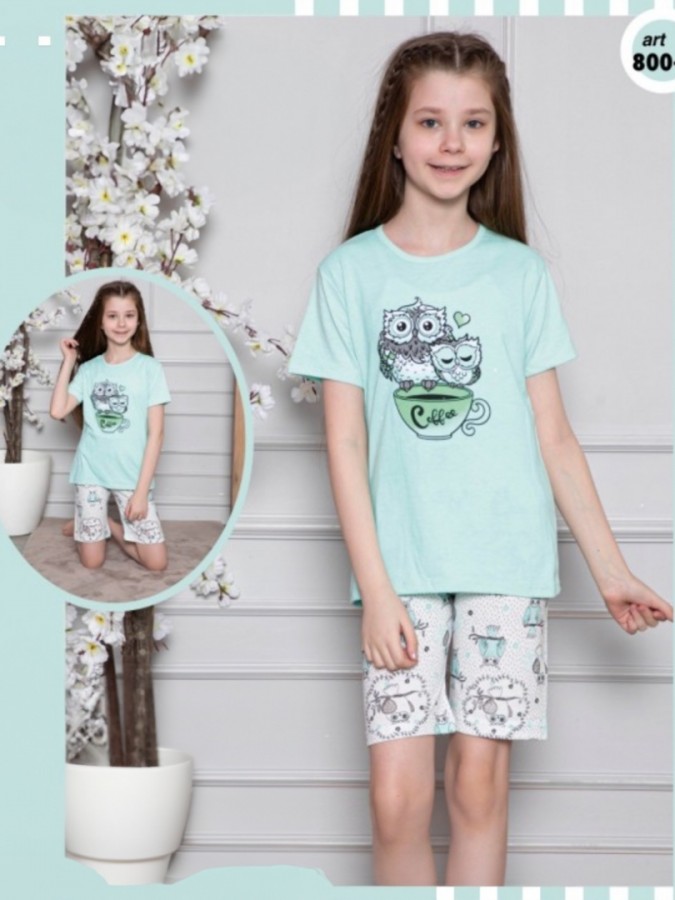 Pijama Copii Fetite Short Berfin 800-1 VERDE