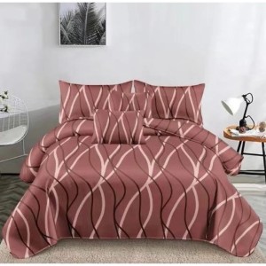 Lenjerie pat dublu, Super Pufoasa COCOLINO,cu ELASTIC, 4 piese, Bej, Linii