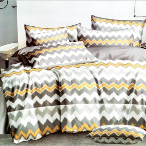 Lenjerie pat dublu, bumbac satinat, cu doua feţe, 4 piese, Gri, Galben, Alb, Zig-Zag Lenjerie pat dublu, bumbac satinat, cu doua feţe, 4 piese, Gri, Galben, Alb, Zig-Zag