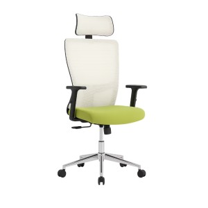 Scaun Birou Ergonomic Cu Suport Cervical Si Design Modern, Alb-Verde Scaun Birou Ergonomic Cu Suport Cervical Si Design Modern, Alb-Verde