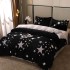 Lenjerie pat dublu, Super Pufoasa COCOLINO, 4 piese, Negru, Gri, Stelute [3]