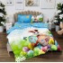 Lenjerie de Pat Dublu,  Finet, Imprimeu Digital, 4 Piese, Bleu, Verde, Iepuraș, Oua Colorate [6]