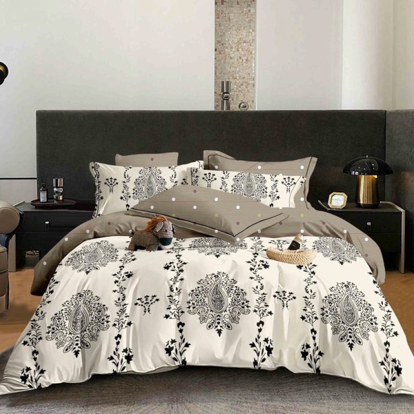 Lenjerie pat dublu (140x200cm, 160x200cm, 180x200cm), FINET, 6 piese, Crem, elegant [1]