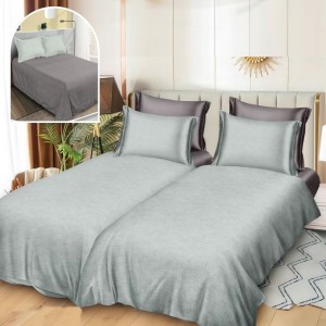 Lenjerie de Pat, 7 Piese, Bumbac Satinat Superior, cu 2 Pilote, Verzui, Gri, Uni Lenjerie de Pat, 7 Piese, Bumbac Satinat Superior, cu 2 Pilote, Verzui, Gri, Uni