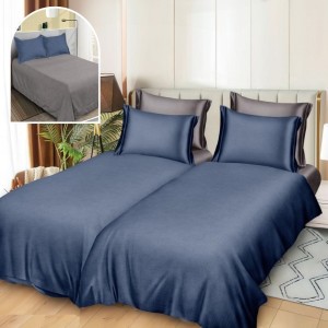 Lenjerie de Pat, 7 Piese, Bumbac Satinat Superior, cu 2 Pilote, Bleumarin, Gri, Uni Lenjerie de Pat, 7 Piese, Bumbac Satinat Superior, cu 2 Pilote, Bleumarin, Gri, Uni