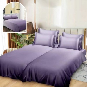 Lenjerie de Pat, 7 Piese, Bumbac Satinat Superior, cu 2 Pilote, Lila, Degrade Lenjerie de Pat, 7 Piese, Bumbac Satinat Superior, cu 2 Pilote, Lila, Degrade