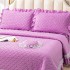 Cuvertura Matlasata, Pat Dublu, Bumbac Finet, 230x250cm, 4 piese, cu Volanase si Dantela Chantilly Alba, Lila [2]