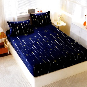 Cearsaf cu Elastic Cocolino 180x200cm si 2 fete de perna 50x70cm, Bleumarin, Stele Cazatoare