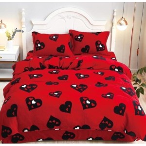 Lenjerie pat dublu, Super Pufoasa COCOLINO,cu ELASTIC, 4 piese, Roșu, Inimioare Negre Lenjerie pat dublu, Super Pufoasa COCOLINO,cu ELASTIC, 4 piese, Roșu, Inimioare Negre