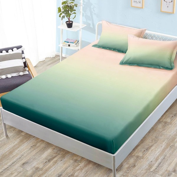 Cearsaf cu elastic, FINET, 180x200cm, 2 fete de perne 50x70cm, Turcuaz, degrade [1]
