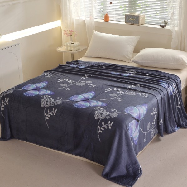 Patura Pufoasa CoCoLiNo (Fleece), 200x230cm, 240gr/m, Bleumarin, Fluturi - Răsfățul Perfect pentru Serile Racoroase [1]